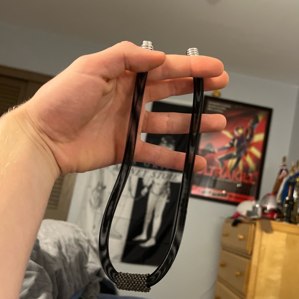 Black and silver magnetic coil necklace